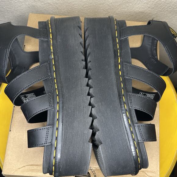Dr. Martens Blaire Quad Platform Black Hydro Leather Sandals Women’s size 10 - Picture 12 of 15
